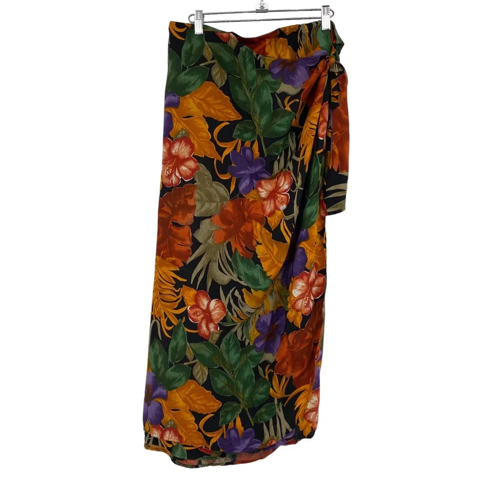 Studio C II NWT Faux Wrap Tropical Floral Skirt 26/28 - Picture 1 of 9